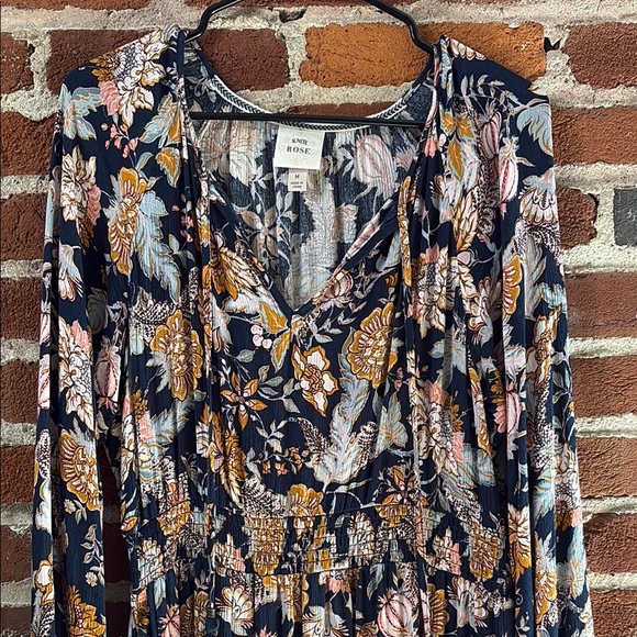 Knox Rose Blue Bishop Sleeve V-Neck Sundress - Picture 3 of 8